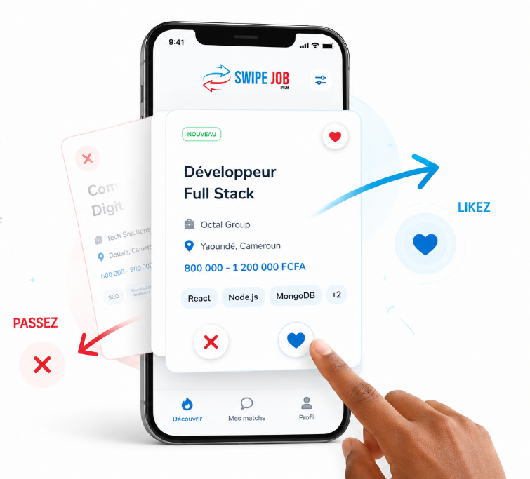 Swipe des offres d'emploi