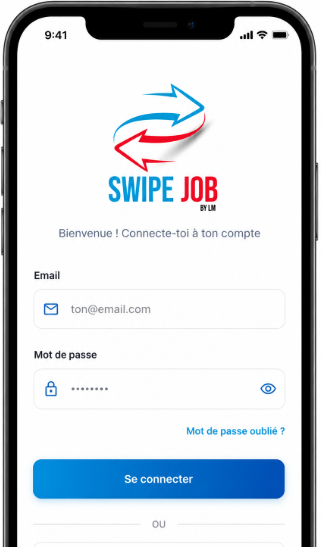 Écran de swipe SwipeJob